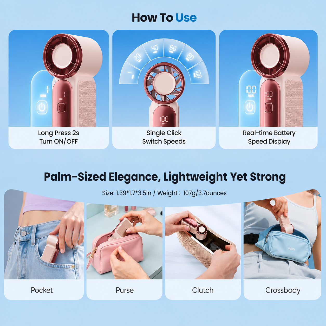 Smart Mini Fan With LED Display